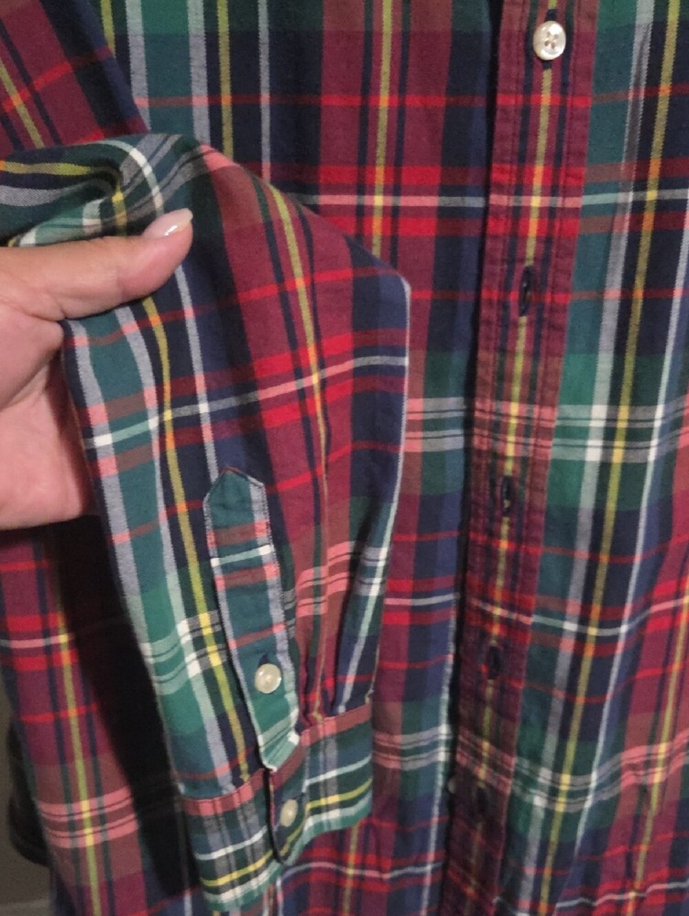 Polo by Ralph Lauren Boys Navy, Red & Green Plaid Button-Down Shirt - Picture 2 of 4